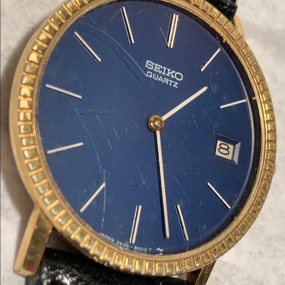 Seiko vintage gold plated st. Steel date watch